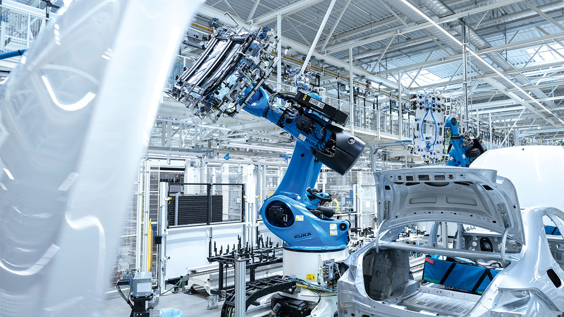 Kennzeichen der Factory 56: IoT-fähige Robotik, fahrerlose Transportsysteme, 5G sowie die Integration ins digitale Ökosystem „MO360“.